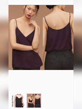 Babaton Plum Silk V-Neck Cami Top